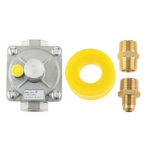 Aupoko 1/2" Natural Gas Pressure Regulator with Sealing Ring, Interchange Pressure Regulator with 1/2" FPT Thread Fits Natural Gas and Liquefied Gas, NG 4" WC Out/LPG 10" WC Out