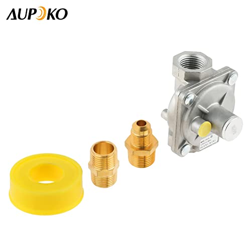 Aupoko 1/2" Natural Gas Pressure Regulator with Sealing Ring, Interchange Pressure Regulator with 1/2" FPT Thread Fits Natural Gas and Liquefied Gas, NG 4" WC Out/LPG 10" WC Out