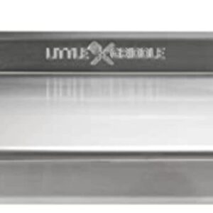 LITTLE GRIDDLE griddle-Q GQ230 100% Stainless Steel Professional Quality Griddle with Even Heat Cross Bracing and Removable Handles for Charcoal/Gas Grills, Camping, Tailgating, and Parties (25"x16"x6.5")