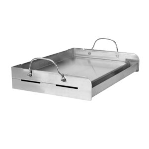 LITTLE GRIDDLE griddle-Q GQ230 100% Stainless Steel Professional Quality Griddle with Even Heat Cross Bracing and Removable Handles for Charcoal/Gas Grills, Camping, Tailgating, and Parties (25"x16"x6.5")