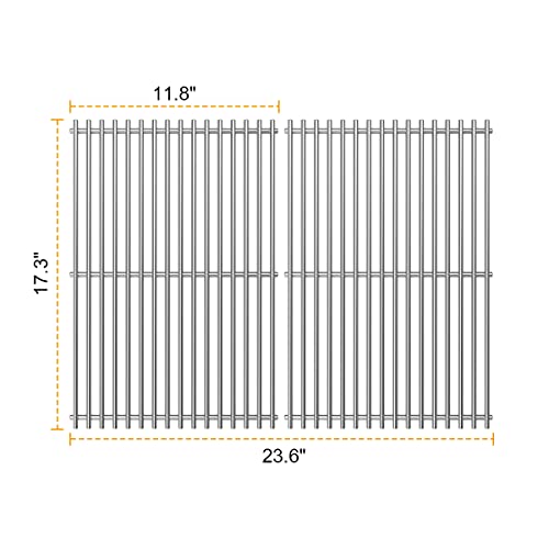 SafBbcue 7639 Stainless Steel Cooking Grates Replacement for Weber E-310 E-320 S-310 Spirit II E-310 SP320 Spirit 700 Series Genesis Silver/Gold B/C 45010001 46510001 7526 7638 7525