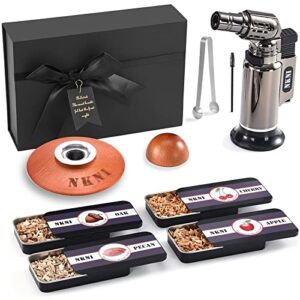 nkni cocktail smoker kit with torch, four kinds of wood smoked chips for whisky, cocktail and bourbon, old fashioned smoker kit,gift for father, husband and friend (no butane) (4)