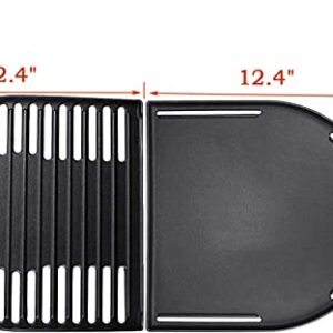 Dongftai CC1E (2-Pack) 13" × 12.4" Cast Iron Grill Parts with Cooking Griddle and Grill Grates for Coleman Roadtrip Swaptop Grills LX LXE LXX,