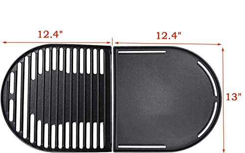 Dongftai CC1E (2-Pack) 13" × 12.4" Cast Iron Grill Parts with Cooking Griddle and Grill Grates for Coleman Roadtrip Swaptop Grills LX LXE LXX,