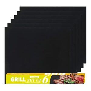 assailuck grill mats for outdoor grill – set of 6 nonstick heavy duty grill mats – 15.75 x 13 inches, pfoa-free, dishwasher safe, 500°f heat resistant