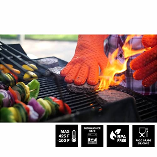 ShinyPro Silicone BBQ Gloves with Bear Claw Meat Shredder for Grilling Roasting Baking Barbecue