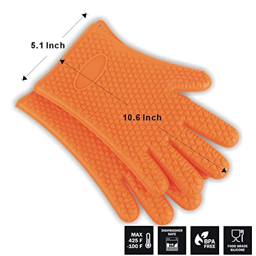 ShinyPro Silicone BBQ Gloves with Bear Claw Meat Shredder for Grilling Roasting Baking Barbecue