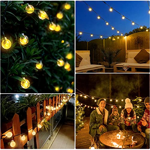 XVDOIZO Solar String Lights Outdoor, 60 LED 36 Ft Crystal Globe Lights with 8 Modes, Waterproof Solar Powered Patio Lights, for Garden, Home Party, Wedding, Christmas Decoration (Warm White)