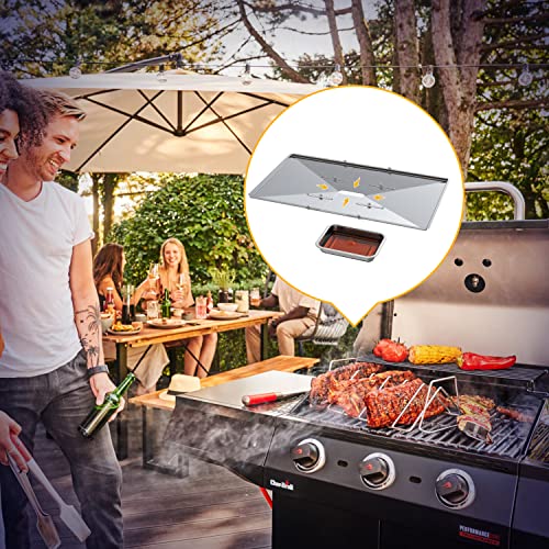 Geesta Grill Grease Tray Set, Stainless Steel Grill Replacement Parts, 24" - 27" Adjustable Grill Drip Pans Fit for Gas Grill from Dyna Glo, Nexgrill, Backyard Grill, Expert, BHG, Kenmore and More