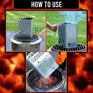 Charcoal Chimney Starter for BBQ - Barbecue Grill Firestarter - Large Size - All Metal Construction - No Lighter Fluid Required - Uses Natural Ventilation for Rapid Starting - by Cast Master Elite