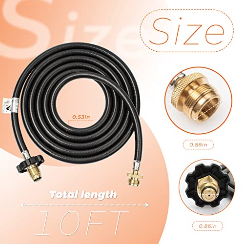 F273704 10 Ft Propane Hose Assembly Compatible with Mr. Heater Big Buddy Indoor/Outdoor Heater MH9B MH18B