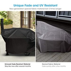 Unicook Charcoal Offset Smoker Cover, Outdoor Heavy Duty Waterproof Smokestack BBQ Grill Cover, Fade and UV Resistant Material, Compatible with Brinkmann Trailmaster, Char-Broil Smokers and More