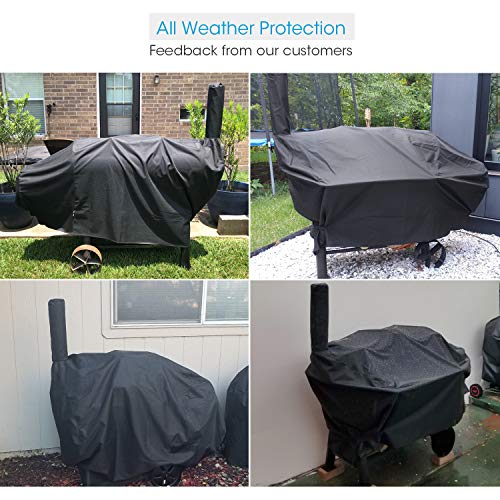 Unicook Charcoal Offset Smoker Cover, Outdoor Heavy Duty Waterproof Smokestack BBQ Grill Cover, Fade and UV Resistant Material, Compatible with Brinkmann Trailmaster, Char-Broil Smokers and More