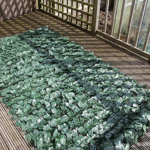 True Products S1011D Artificial Screening Ivy Leaf Hedge Panels On Roll Privacy Garden Fence 1m x 3m high Long, Green, 4 kg