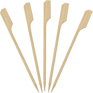 4” inch 100 pcs bamboo wood paddle picks skewers toothpicks for cocktail，appetizers, fruit，sandwich， snacks, package of wooden paddle pick skewer, party forks (1)