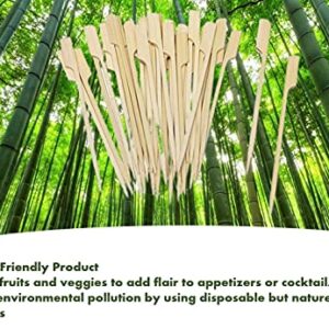 4” inch 100 pcs Bamboo Wood Paddle Picks Skewers Toothpicks for Cocktail，Appetizers, Fruit，Sandwich， Snacks, Package of Wooden Paddle Pick Skewer, Party Forks (1)