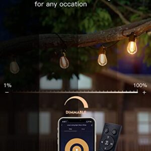 addlon 48FT Smart Outdoor String Lights with APP & Remote Control, Works with Alexa, Music Sync Waterproof Patio Lights with Dimmable Edison Shatterproof Bulbs, Extendable for Patio, Porch