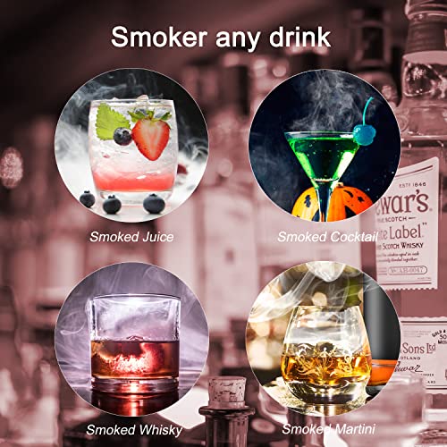 Cocktail Smoker Kit Whiskey Wine BBQ, Bar Party Flavor Drink Smoker Include Cherry Wood Chips, Filter, Tweezers, Drink Smoker Whiskey Lover, Christmas Gifts for Men/Brother/Dad/Grandpa