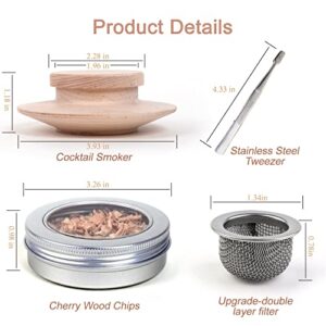 Cocktail Smoker Kit Whiskey Wine BBQ, Bar Party Flavor Drink Smoker Include Cherry Wood Chips, Filter, Tweezers, Drink Smoker Whiskey Lover, Christmas Gifts for Men/Brother/Dad/Grandpa