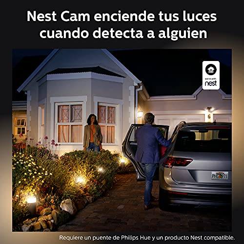 Philips Hue Ludere White Outdoor Security Light, Outdoor Wall Fixture & 2 Hue PAR38 LED Smart Bulbs (Requires Hue Hub, Works with Alexa and More)