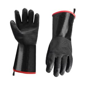 heat resistant neoprene black gloves for bbq – 932°f tolerance – waterproof & oil resistant – grilling mitts for men & women – high heat fireproof gloves for cooking – baking grilling camping