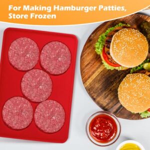 MYLAIM Hamburger Patty Maker,Silicone Burger Press and Freezer Container,5 in 1 Big Multiple Burger Shaper Mold,Meat Slider Shape Trays,Ground Beef Freezer Storage Containers