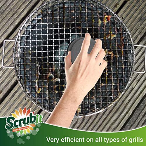 SCRUBIT Grill Cleaning Brush - Bristle Free BBQ Cleaner with Heavy Duty Scrubber Pad, Safe Cast Iron and Griddle Scraper Pads, Ideal Accessories for Charcoal and Gas Grills - 2 Pack