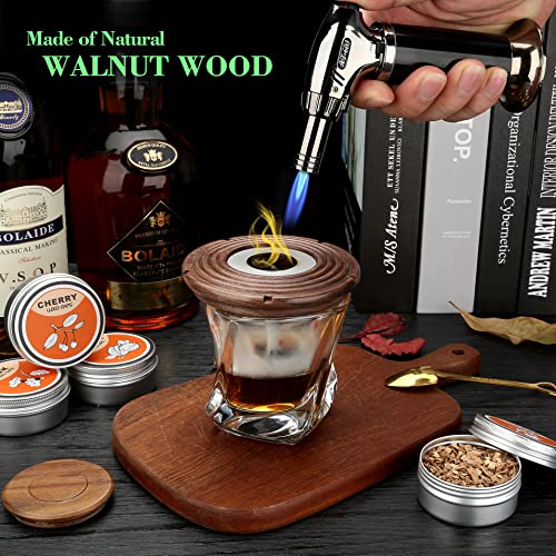 Whiskey Smoker Gifts for Him - Cocktail Smoker Kit with Torch - Old Fashioned Drink Smoker Infuser Kit with Whiskey Stones Whiskey Gifts for Men Dad Husband - No Butane