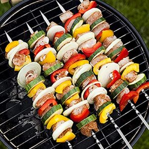 8Pack Marshmallow Roasting Sticks Telescopic 32inch & 8Pcs 14'' Long Kabob Skewers Stainless Steel Barbecue Skewers Grilling Set - Extendable Smores Fork BBQ Fire Pit Sticks Kit for Campfire, Sausage