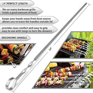 8Pack Marshmallow Roasting Sticks Telescopic 32inch & 8Pcs 14'' Long Kabob Skewers Stainless Steel Barbecue Skewers Grilling Set - Extendable Smores Fork BBQ Fire Pit Sticks Kit for Campfire, Sausage