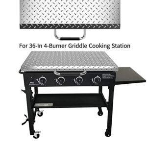 36-Inch Griddle Hard Cover for 36" Blackstone Front Grease Griddle, Diamond Plate Stainless Steel Griddle Cover Lid, Heat Protection Handle