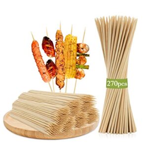 sukh 270pcs bamboo sticks bulk – premium natural wooden skewers bamboo skewers wood sticks for bbq, open fire pit, caramel apples, hamburger, fruit, grilling. Φ=3.5mm, l=15cm