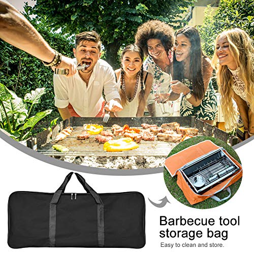 JIANWEI BBQ Tool Storage Bag, Portable Waterproof BBQ Tools Carry Bag | Thicken Oxford Grill Tool Bag Cooking Tools Bag for Picnic Trip Outdoor Camping (L Black)