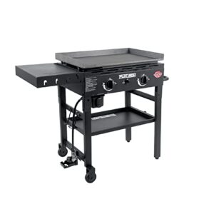 Char-Griller 8128 Flat Iron 2 Burner Outdoor Griddle Lid Gas Grill, Black