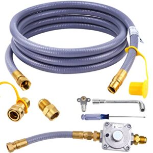 98523 natural gas conversion kit, 10 ft 1/2″ id natural gas hose and nature gas regulator, compatible with monument grills model 41847ng and 77352ng,converts your grills to natural gas