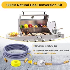 98523 Natural Gas Conversion Kit, 10 Ft 1/2" ID Natural Gas Hose and Nature Gas Regulator, Compatible with Monument Grills Model 41847NG and 77352NG,Converts Your Grills to Natural Gas