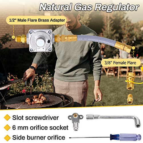 98523 Natural Gas Conversion Kit, 10 Ft 1/2" ID Natural Gas Hose and Nature Gas Regulator, Compatible with Monument Grills Model 41847NG and 77352NG,Converts Your Grills to Natural Gas