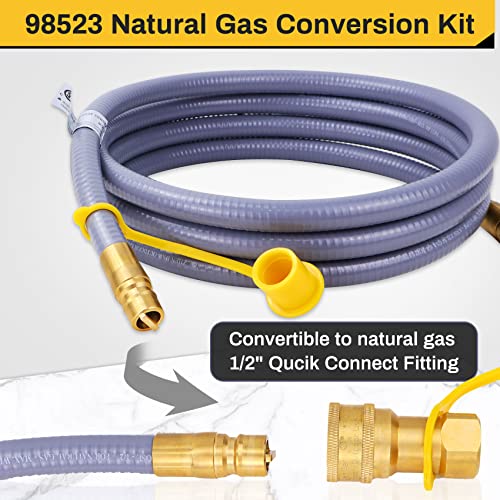 98523 Natural Gas Conversion Kit, 10 Ft 1/2" ID Natural Gas Hose and Nature Gas Regulator, Compatible with Monument Grills Model 41847NG and 77352NG,Converts Your Grills to Natural Gas