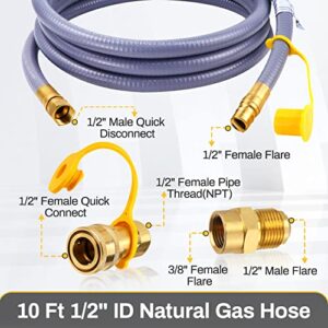 98523 Natural Gas Conversion Kit, 10 Ft 1/2" ID Natural Gas Hose and Nature Gas Regulator, Compatible with Monument Grills Model 41847NG and 77352NG,Converts Your Grills to Natural Gas