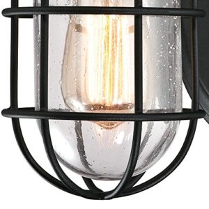 Westinghouse Lighting 6334700 Crestview One-Light Outdoor Wall Fixture, Textured Black Finish with Clear Seeded Glass