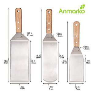 Professional Spatula Set - Stainless Steel Pancake Turner and Griddle Flipper Scraper 4x8 inch Oversized Hamburger Turner Great for Griddle BBQ Grill and Flat Top Cooking - Commercial Quality