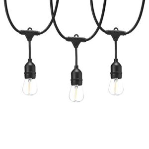 amazon basics 48-foot led outdoor string lights with 16 edison style s14 soft white bulbs – black cord