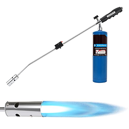 Weed Torch Propane Burner, Blow Torch ,50,000 BTU Propane Torch,Gas Vapor, Self Igniting, Weed Burner with Flame Control Valve and Ergonomic Anti-slip Handle(Fuel Not Included)