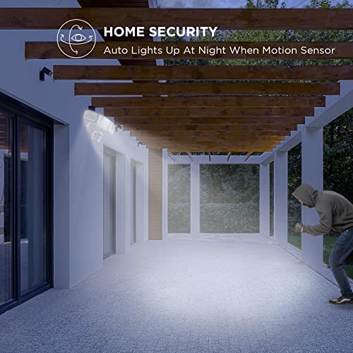 Home Zone Security Smart SMD LED Outdoor Flood Light, 3500LM, 3000-5000K Adjustable Color Temperature, Long & Wide 70’ x 240° Motion Sensor Detection, WiFi, Works w/Alexa & Google, Aluminum Heads