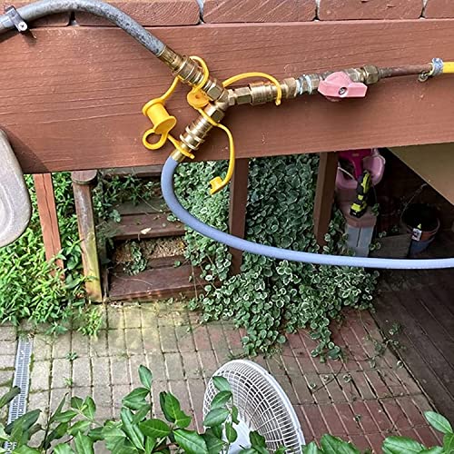 1/2 Inch Natural Gas Y Splitter, Durable Brass 2 Way Quick Connect Adapter for Natural Gas, for Weber Natural Gas Grills, Patio Heater, Pizza Oven