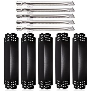 grill replacement parts for nexgrill 5 burner 720-0888, 720-0888n, nexgrill 4 burner 720-0830h, members mark 720-0882d, porcelain steel heat plate shields and burner tubes replacement kit.(5-pack)