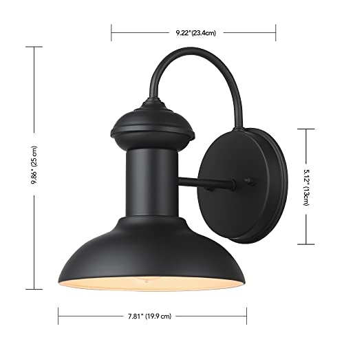 Globe Electric 44862 1-Light Outdoor Indoor Wall Sconce, Matte Black, Outdoor Lighting Modern, Weatherproof, Outdoor, Wall Lighting, Wall Lamp Dimmable, Kitchen Sconces Wall Lighting, Vintage