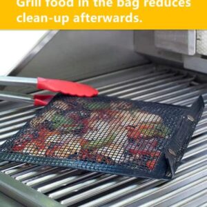 WOHLOPL Mesh Grill Bags - Reusable Non-Stick BBQ Mesh Grill Bags,Large Barbeque Bags for Grilling, Easy to Clean, 15.7 x 10.6 Inch (2 pcs)