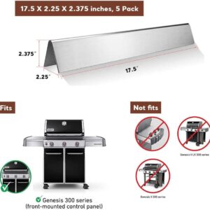 QuliMetal 17.5" Flavorizer Bars and 19.5" Grill Burner for Weber Genesis 300 (2011-2016) E310 E320 E330 S310 S320 S330 with Front Control Panel, 304 Stainless Steel, Replaces for Weber 7620 7621 62752