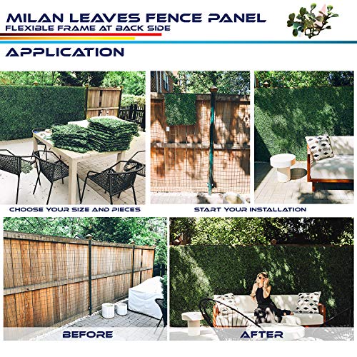 Windscreen4less Artificial Faux Ivy Leaf Decorative Fence Screen 20'' x 20" Boxwood/Milan Leaves Fence Patio Panel,New Milan Leave 12 Pieces